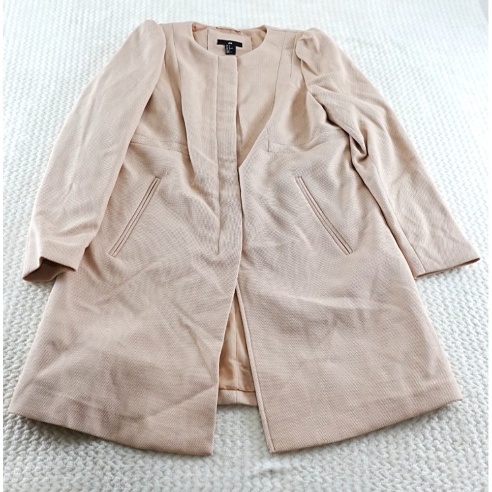 H&M Women's Light Pink Long Dress Jacket Size 16
